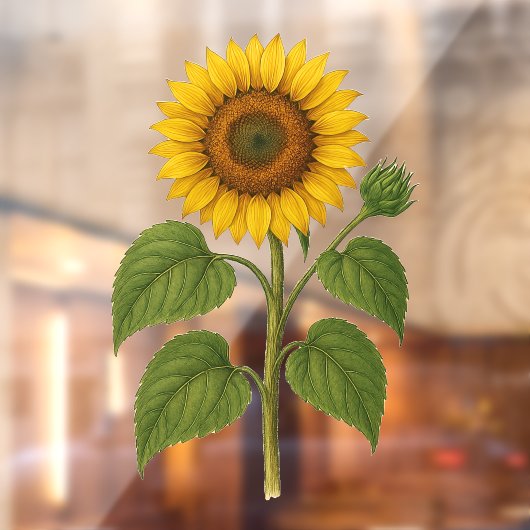 Vintage Sunflower Raamsticker (Vel 2)