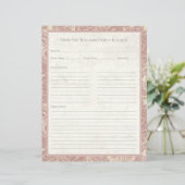 Vintage Sunflower Toile Rose Recipe Paper Sheet (Staand voorkant)