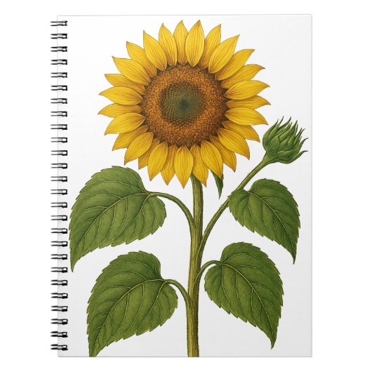 Vintage Sunflower transparent background Notitieboek (Voorkant)