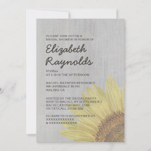 Vintage Sunflowers Bridal Shower Invitations Kaart