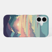 Vintage Sunrise over Mountains iPhone 16 Hoesje (Achterkant horizontaal)