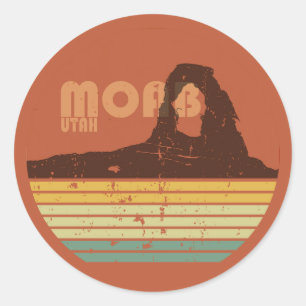 Vintage Sunset Arches National Park - Moab Utah Ronde Sticker