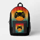 Vintage Sunset Gamer Gaming Computer Game Bedrukte Rugzak (Voorkant)