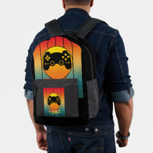 Vintage Sunset Gamer Gaming Computer Game Bedrukte Rugzak