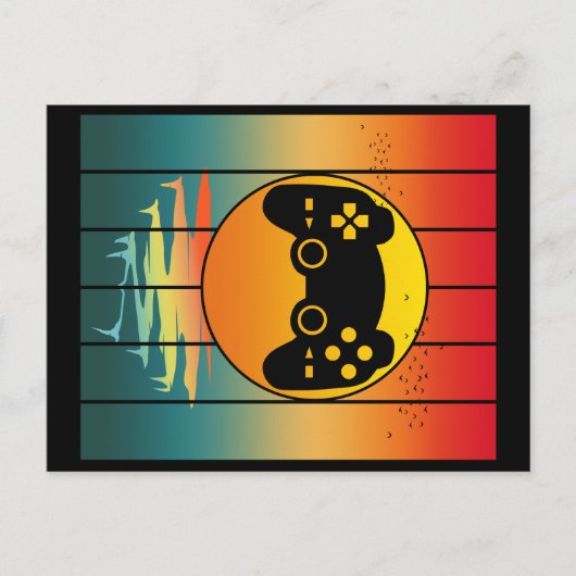 Vintage Sunset Gamer Gaming Computer Game Briefkaart (Voorkant)