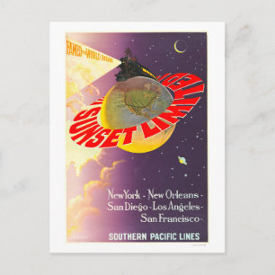 Vintage Sunset Limited Southern Pacific Poster Briefkaart