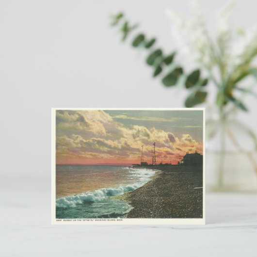 Vintage Sunset Mackinac Michigan Briefkaart (Staand voorkant)