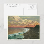Vintage Sunset Mackinac Michigan Briefkaart (Voorkant / Achterkant)