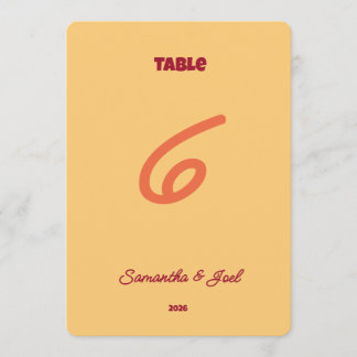 Vintage Sunset Retro Wedding Table Number Kaart