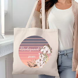 Vintage Sunset Rose Goud Bloemige Bruidsmeisje Tote Bag