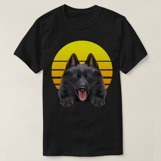 Vintage Sunset Schipperke Hondenliefhebber T-shirt (Design voorkant)