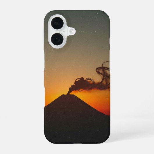 Vintage Sunset Volcano iPhone 16 Hoesje (Achterkant)
