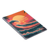 Vintage Sunset Wave | Retro Tropisch Notitieboek (Rechterzijde)