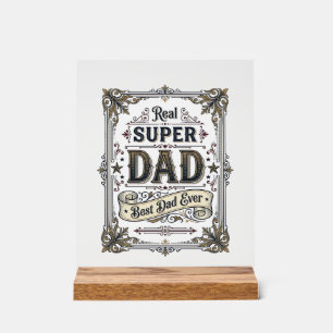 Vintage Super Dad Beste Papa Ooit Shirt Ontwerp_1 Acryl Bord