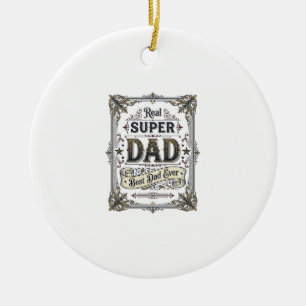 Vintage Super Dad Beste Papa Ooit Shirt Ontwerp_1 Keramisch Ornament