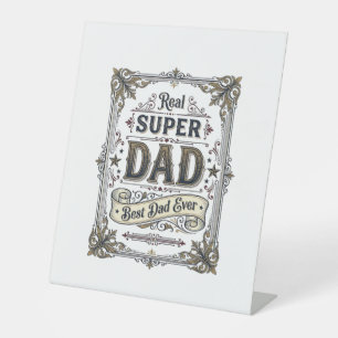 Vintage Super Dad Beste Papa Ooit Shirt Ontwerp_1 Reclamebord Met Voetstuk
