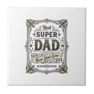 Vintage Super Dad Beste Papa Ooit Shirt Ontwerp_1 Tegeltje