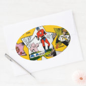 Vintage Super Hero Comic Ovale Sticker (Envelop)