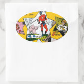 Vintage Super Hero Comic Ovale Sticker (Tas)