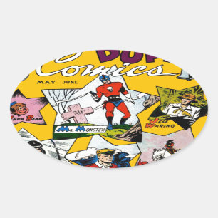 Vintage Super Hero Comic Ovale Sticker
