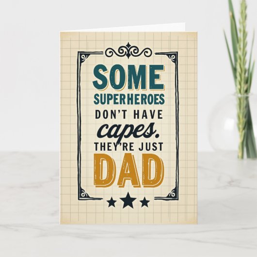 Vintage Superheld Papa's Kaart (Voorkant)