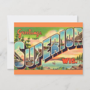 Vintage Superior WI Groet Ansichtkaart Briefkaart