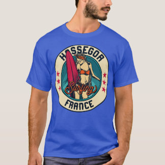 Vintage Surf-badge voor Hossegor Frankrijk T-shirt