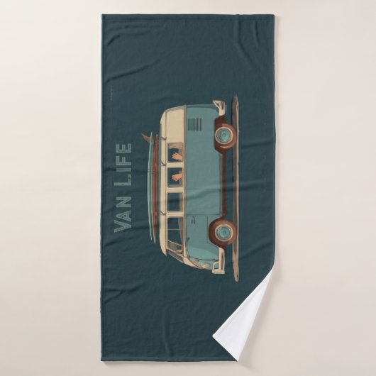 Vintage Surf Busje – Retro Camper Design Badhanddoek (Badhanddoek)