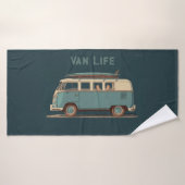 Vintage Surf Busje – Retro Camper Design Badhanddoek (Badhanddoek)