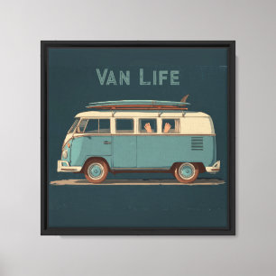 Vintage Surf Busje – Retro Camper Design Canvas Afdruk