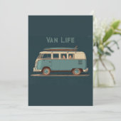 Vintage Surf Busje – Retro Camper Design Feestdagenkaart (Staand voorkant)