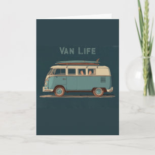 Vintage Surf Busje – Retro Camper Design Kaart