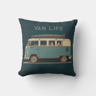 Vintage Surf Busje – Retro Camper Design Kussen