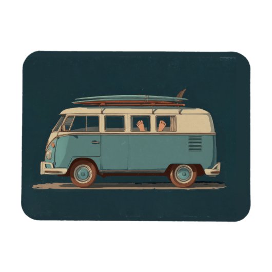 Vintage Surf Busje – Retro Camper Design Magneet (Horizontaal)