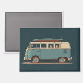 Vintage Surf Busje – Retro Camper Design Magneet (Voorkant / Achterkant)