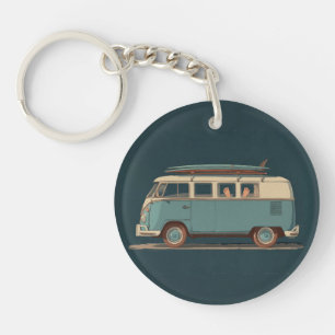 Vintage Surf Busje – Retro Camper Design Sleutelhanger