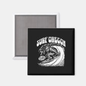 Vintage Surf Oregon Surfen Sasquatch Surfer Magneet (Voorkant / Achterkant)