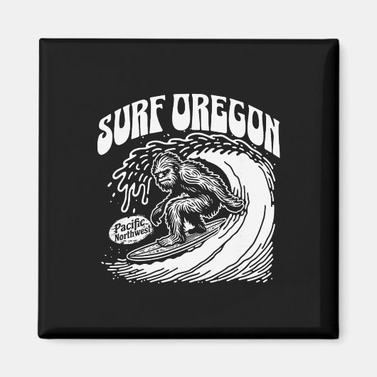Vintage Surf Oregon Surfen Sasquatch Surfer Magneet (Voorkant)