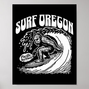 Vintage Surf Oregon Surfen Sasquatch Surfer Poster