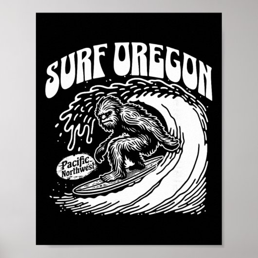 Vintage Surf Oregon Surfing Sasquatch Surfer  Poster (Voorkant)