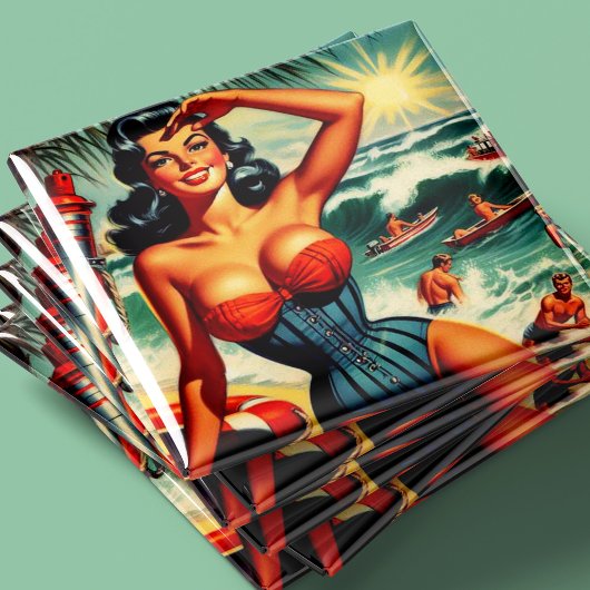 Vintage Surf Pin-up Magneet