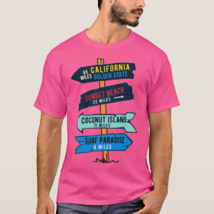 Vintage Surf Sticker California Beach Wood Sign T-shirt