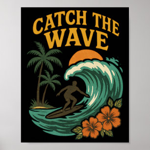 Vintage Surf Vang De Golf Retro Golf Surfer Strand Poster