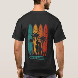Vintage Surfboard Eindeloze Zomer Achterkant Print T-shirt