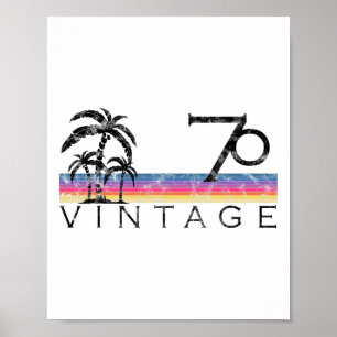 Vintage surfen 1970 Pacific Ocean zonsondergang ve Poster