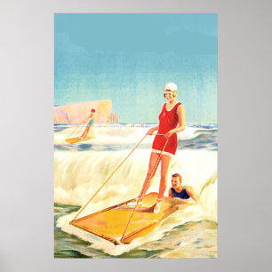 Vintage surfen Art deco Poster