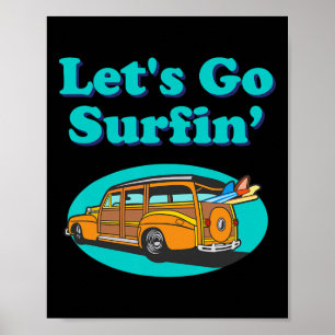 Vintage surfen Stille Oceaan Surfplank Station Wag Poster