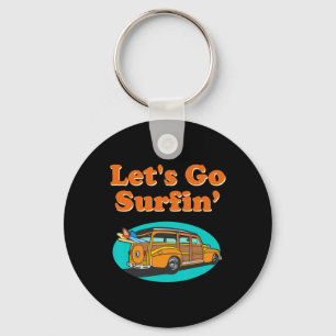 Vintage surfen Stille Oceaan Surfplank Station Wag Sleutelhanger