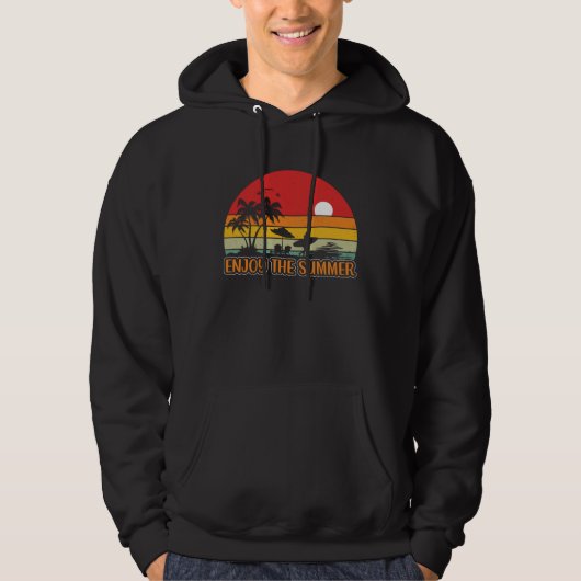 Vintage Surfer Retro Surfing Beach Summer Vacation Hoodie (Voorkant)