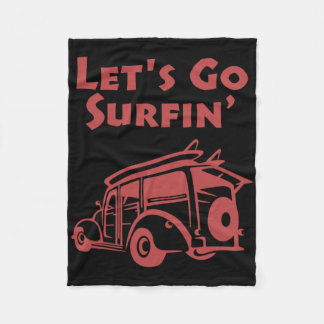 Vintage Surfing Pacific Ocean Surfboard Station Wa Fleece Deken